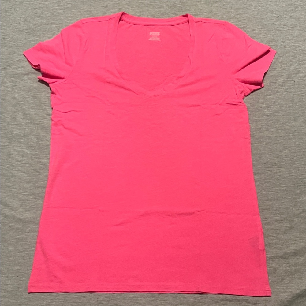 PINK Victoria’s Secret Hot Pink V-Neck Tee Shirt NWT
